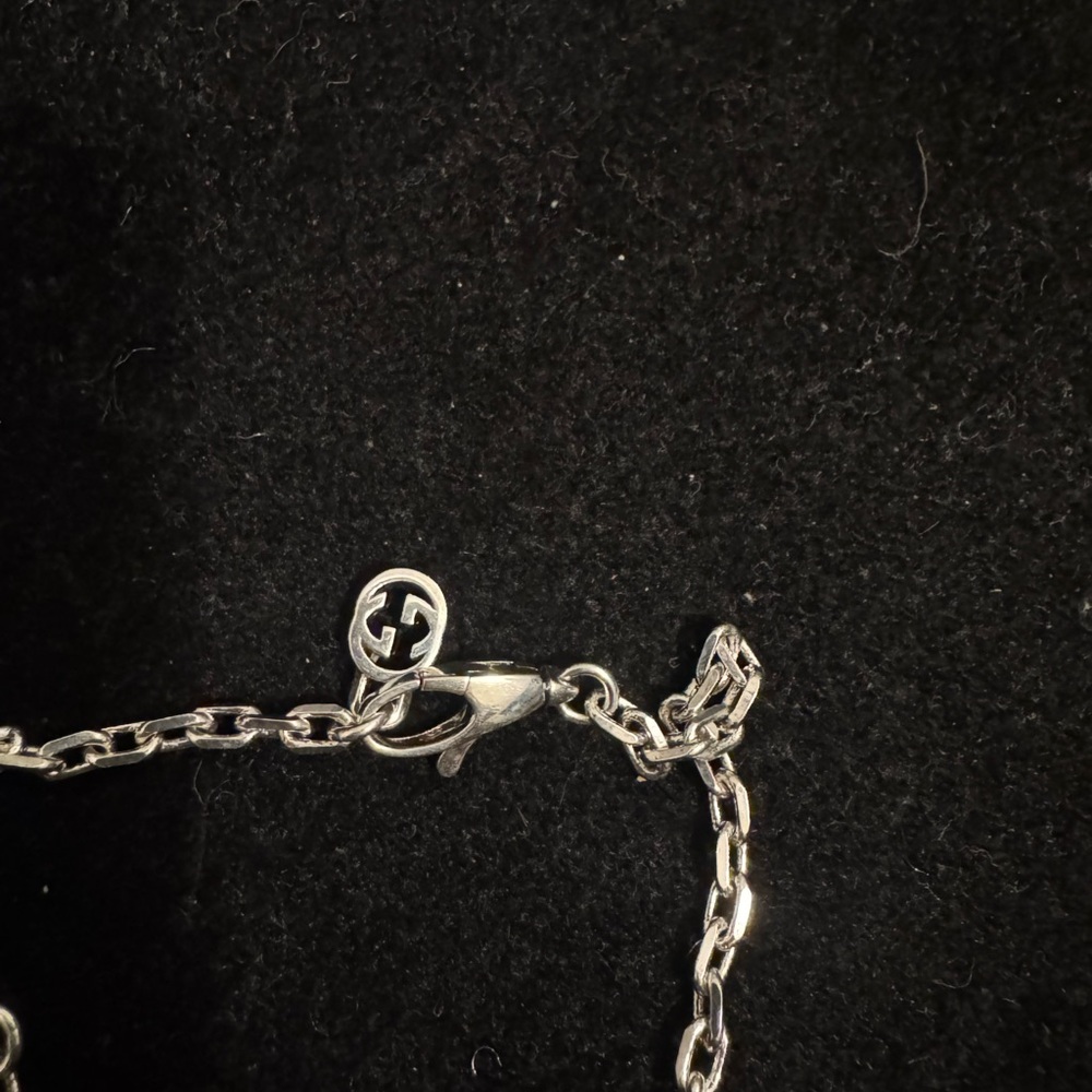 Gucci Silver Double Ring Chain Interlock Necklace - image 6